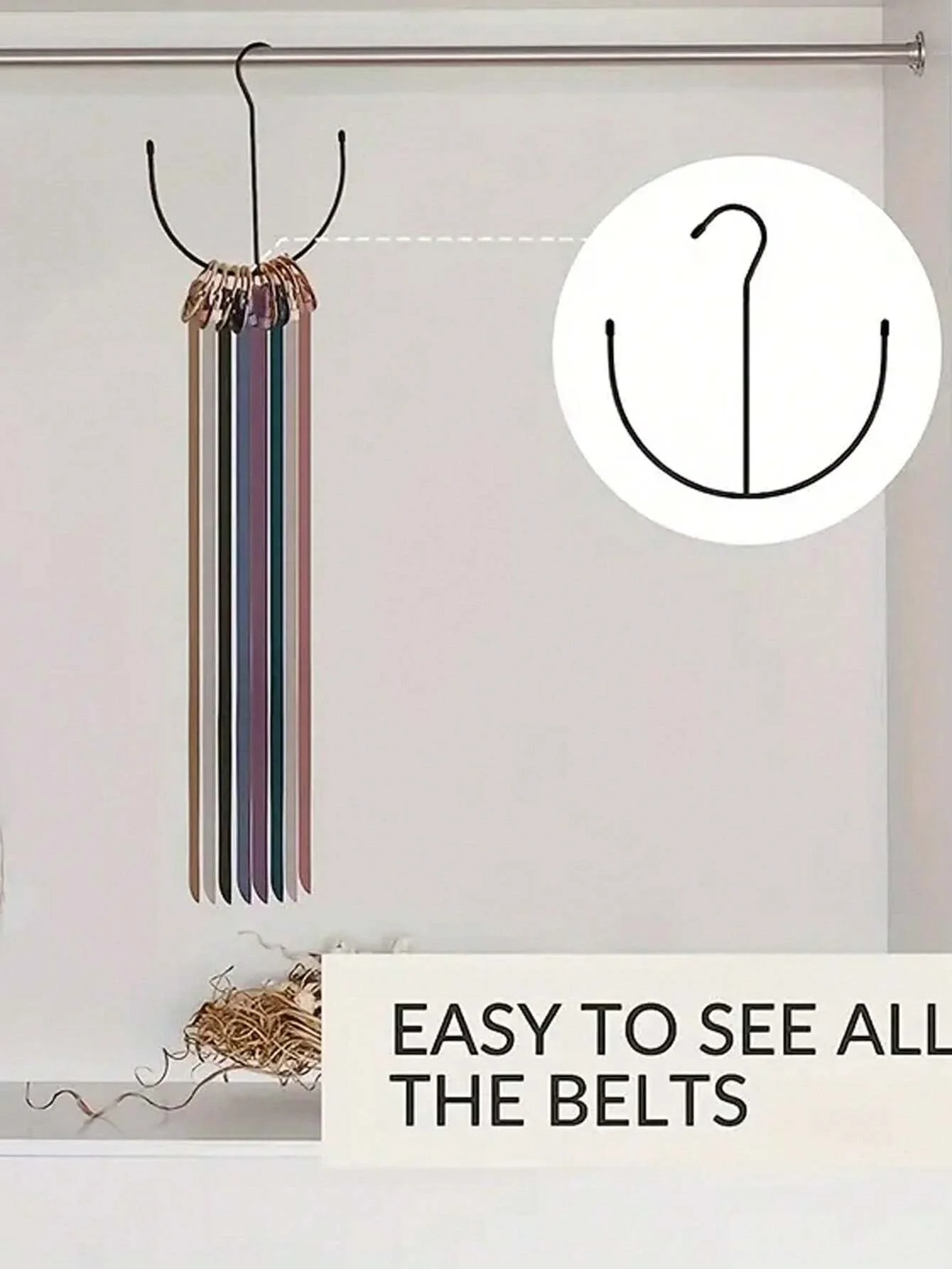 U Shaped Belt Hanger Anti-drop Heavy Duty Iron Multifunctional Space Saving Tie Scarf Camisole Hat Bag Hook Home Supplies 1/5pcs clothes hanger storage hanger hook storage hanger tie hanger
