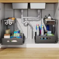 Kitchen Storage Magic Tool！Double-layer Pull-out Basket Under Sink，Easily Transform Unusable Space，Expand Storage Capacity by Do 3