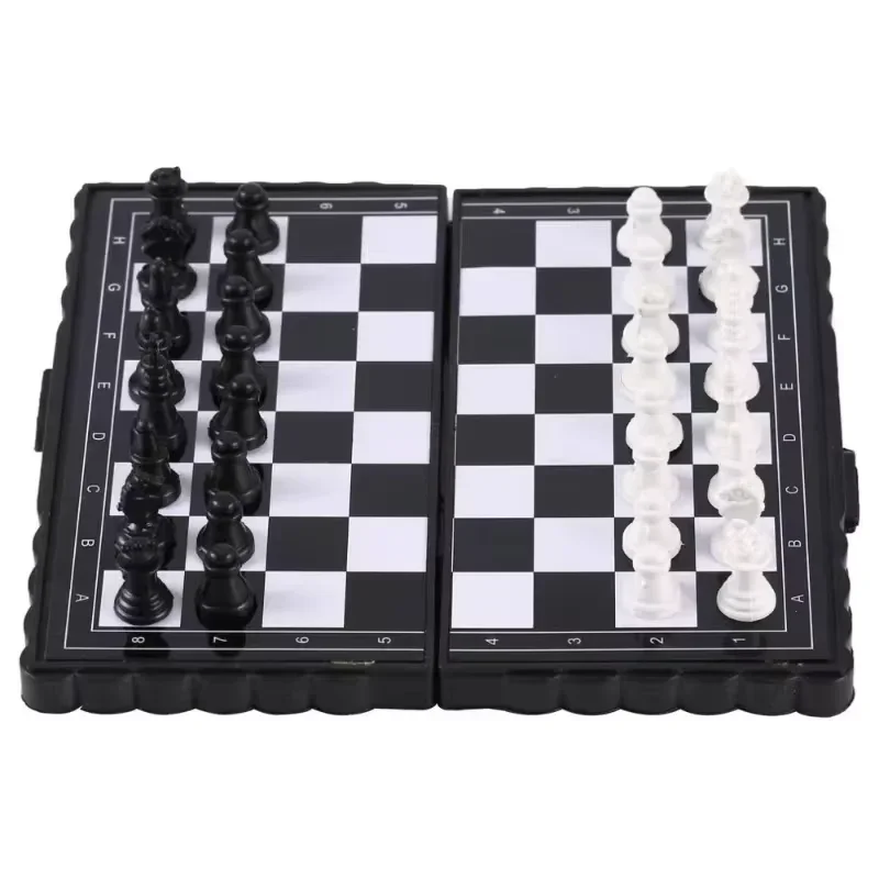 Mini Magnetic Chess Set Folding Plastic Chessboard Portable Travel Game Kid-Friendly for Outdoor Trips Play Fun Toy