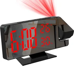 LED Digital Projection Alarm Clock with Time and Temperature Display and Snooze Function (Red)