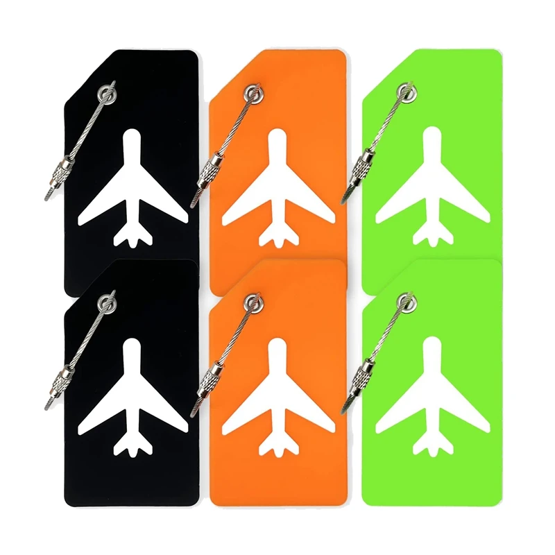 

6 Pack Luggage Tag For Suitcases With Loops, Baggage Handbag Tag Holder Set With Name ID Card