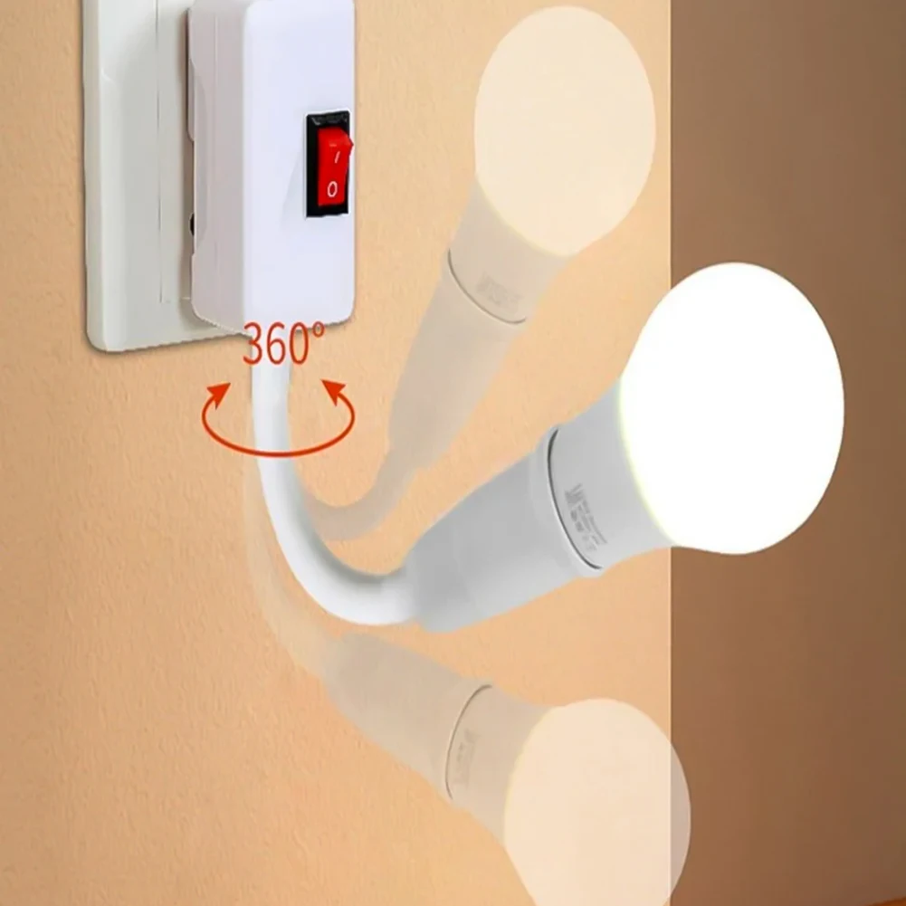 Stainless Steel Hose E27 LED Table Lamp Swivel Head with Switch Direct Plug EU US UK Plug Bulb Holder Steering Lever
