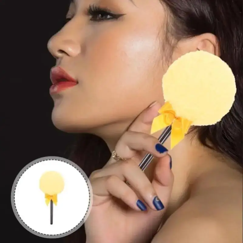 롤리팝 바디 파우더 어플리케이터 플러시 파우더 퍼프 손잡이 포함 바디 파우더 퍼프 부드러운 메이크업 도구 얼굴 및 몸 사용 용이