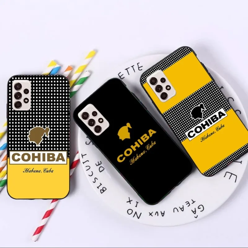 C-Cohiba Custodia Per Telefono Di Lusso Per Samsung A91 A81 A73 A72 A71 A30S A20 A12 A13 A52 A53 4G 5G Cover Morbida Nera Funda Shell