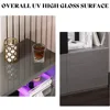 Modern High Gloss 68" Fireplace TV Stand,Entertainment Center for TVs Up To 78",TV Console Cabinet with Adjustable Glass Shelves 5
