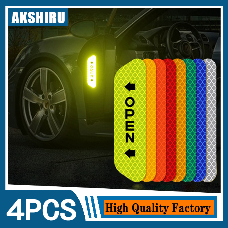 4 pcs Auto Deur Stickers Universele Veiligheid Waarschuwing Mark Open Hoge Reflecterende Tape Auto Buitenkant Motorcycle Sticker