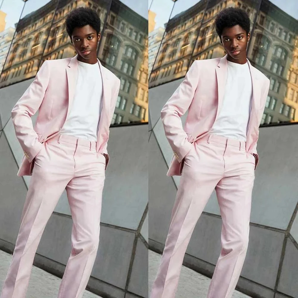 

South Africa Pink Wedding Tuxedo Custom Made 2 Pieces Formal Groom Wear Smoking Business Blazer Pants Traje Hombre Man Clothing