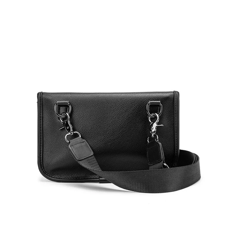 Casual Fashion Crossbody Bag Men Small Square Bag Soft PU Leather Shoulder Bag Mens Mobile Phone Bag Handbag Male Messenger Bag