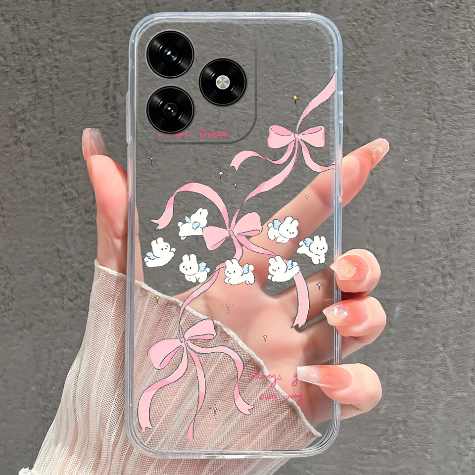 Sunset Rabbit Cat Luxury Anti-Slip Transparent Phone Case