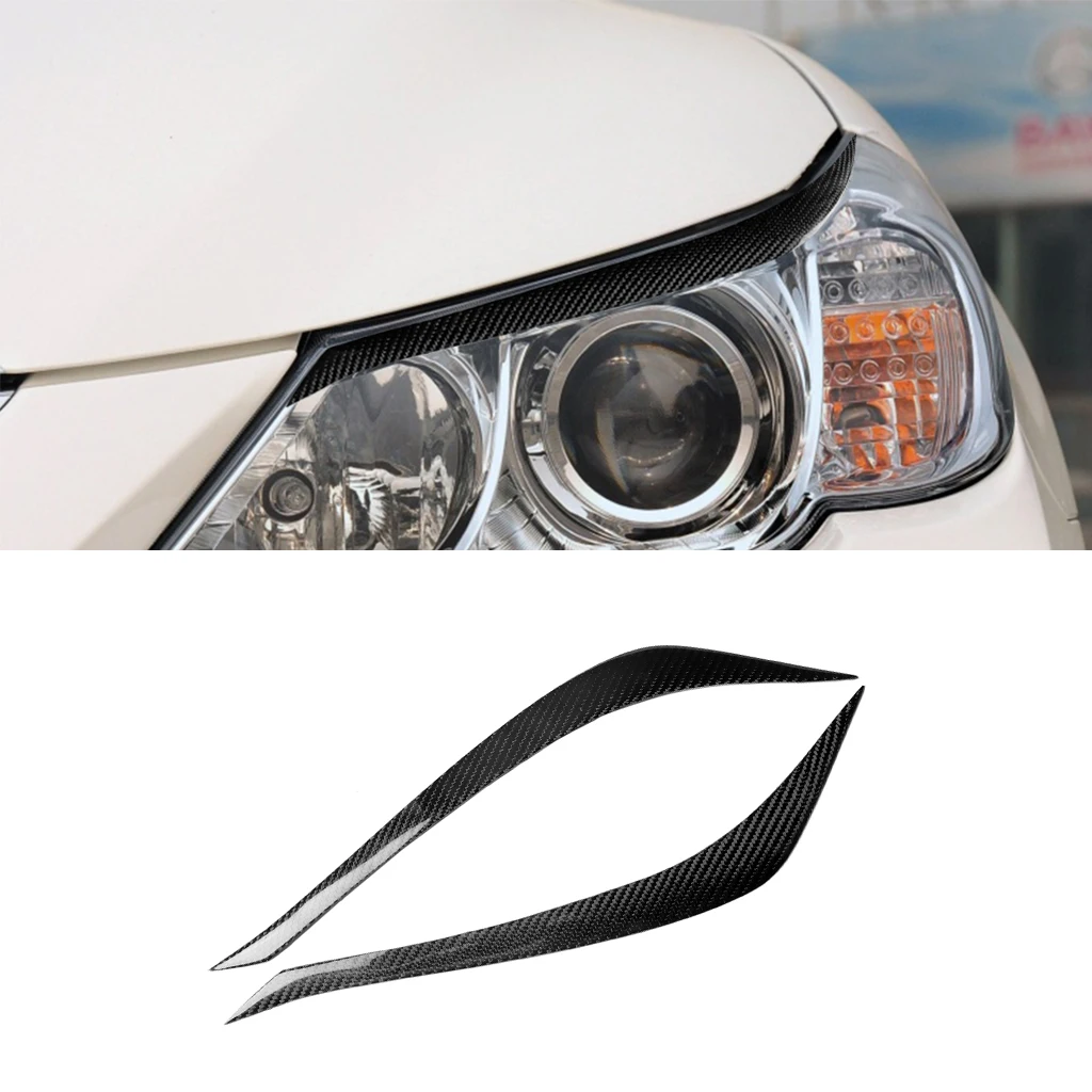 

1pair Real Carbon Fiber Car Headlights Eyebrow Eyelids Trim Cover For Toyota Reiz 2010 2011 2012 Lamp Hoods Car Stickers