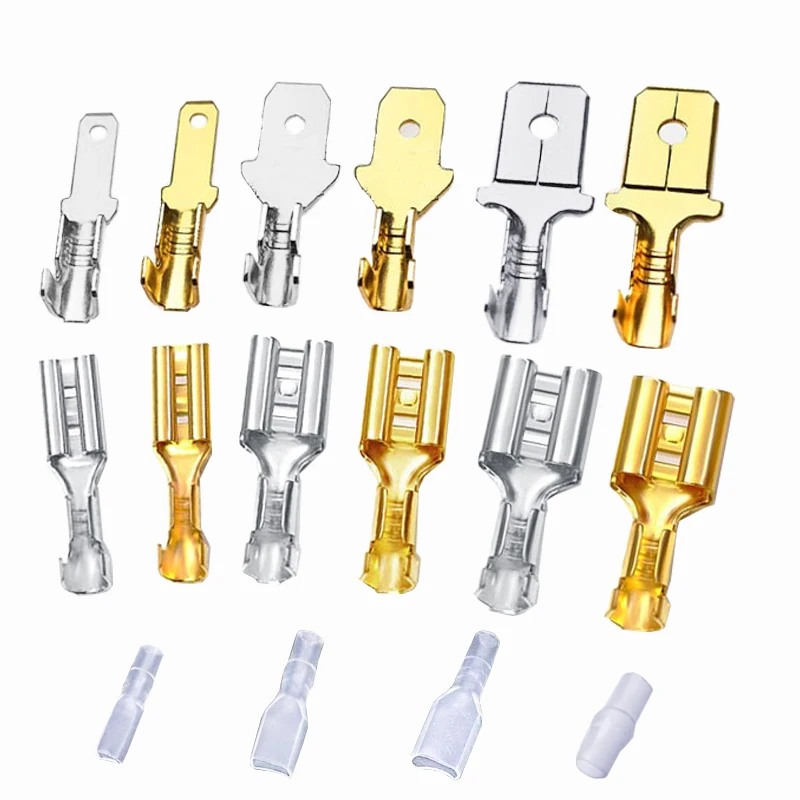 Wire connector terminals 100Pcs/Lot 2.8/4.8/6.3mm female and male crimp brass car speaker electric wire with insulating sheath
