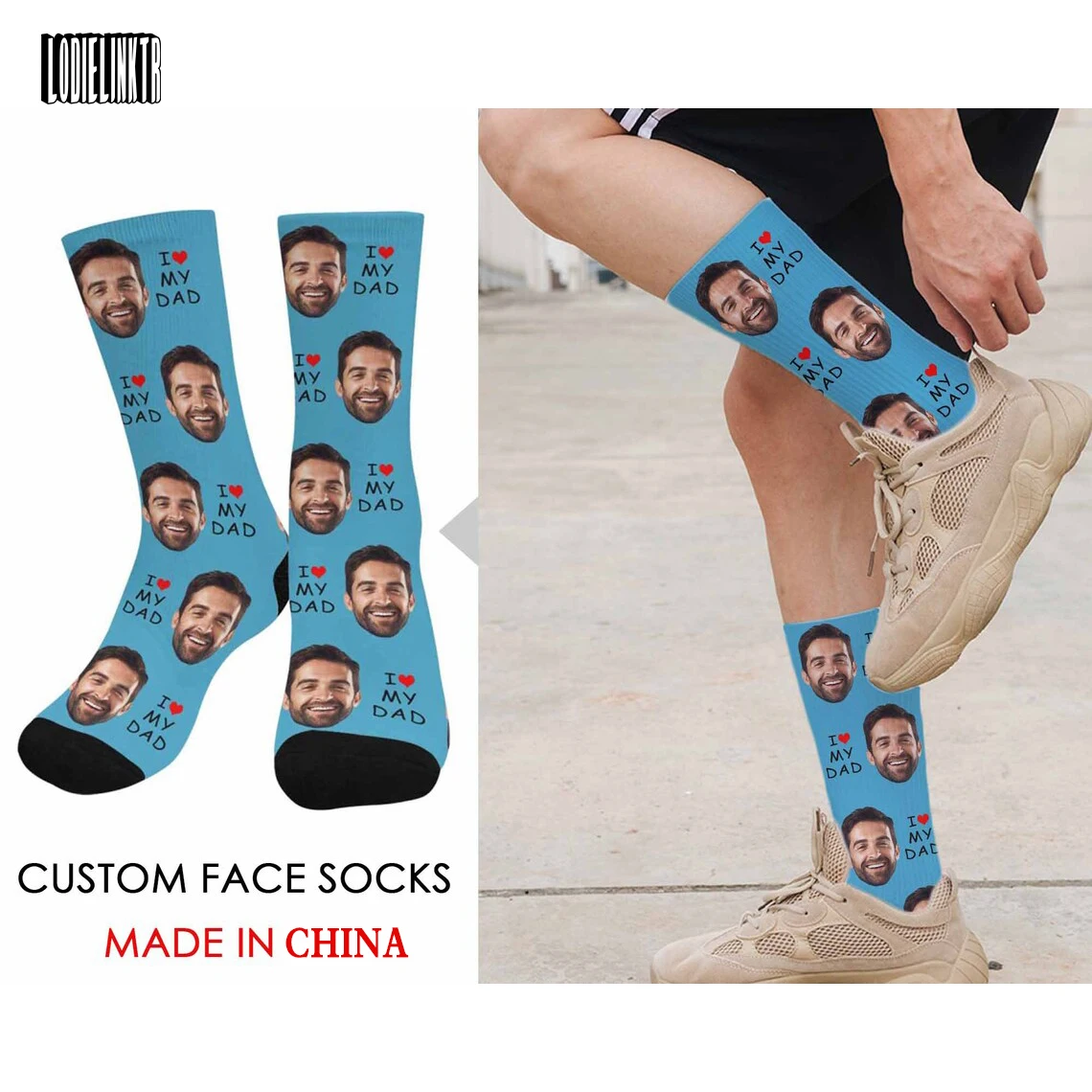 Customized DAD Socks For Men Women Personalized Text Love Your Image 3D Printed Long Socks With Face Custom Father's Day Gift