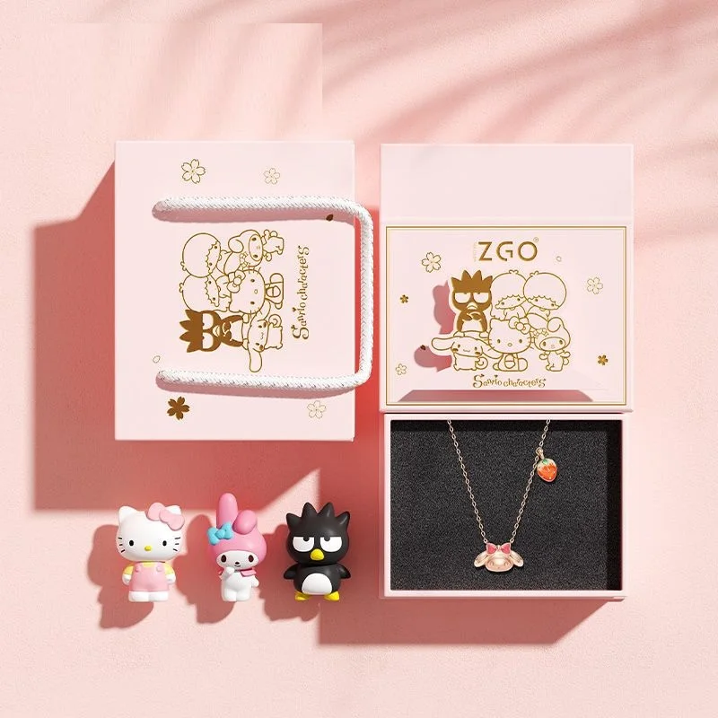 

Kawaii Sanrio Melody Anime Characters Necklace Clavicle Chain Sterling Silver Cartoon Shiny Accessories Girl Birthday Gift