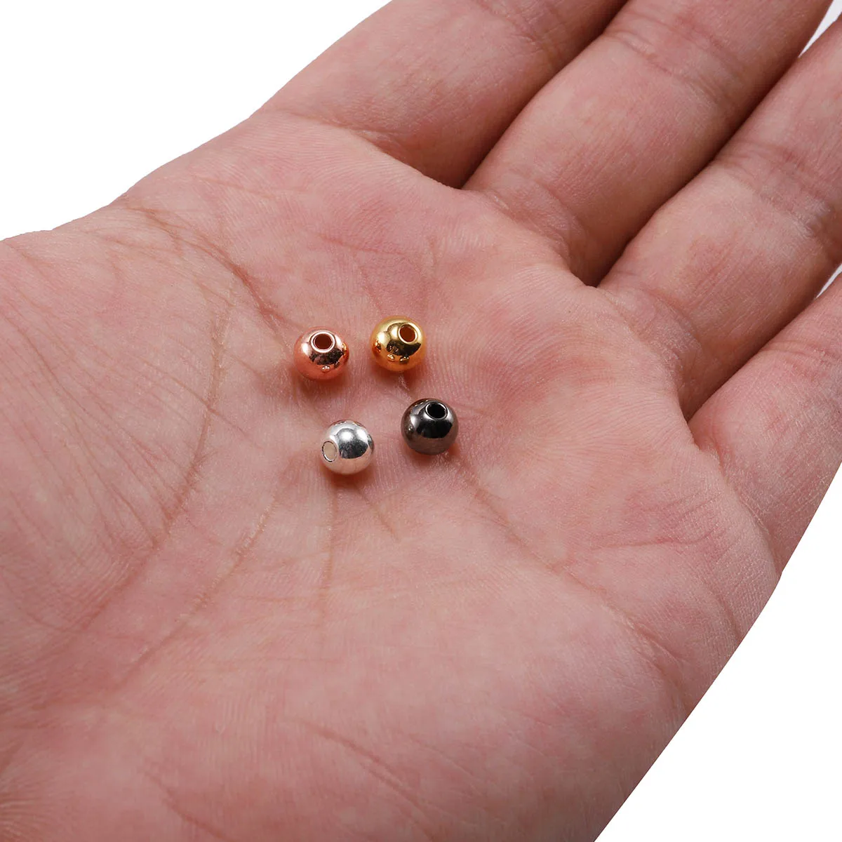 30-400 pièces/lot 3-12mm couleur or perle d'espacement ronde extrémité boule CCB perles de graine pour Bracelet collier bricolage bijoux fabrication d'accessoires