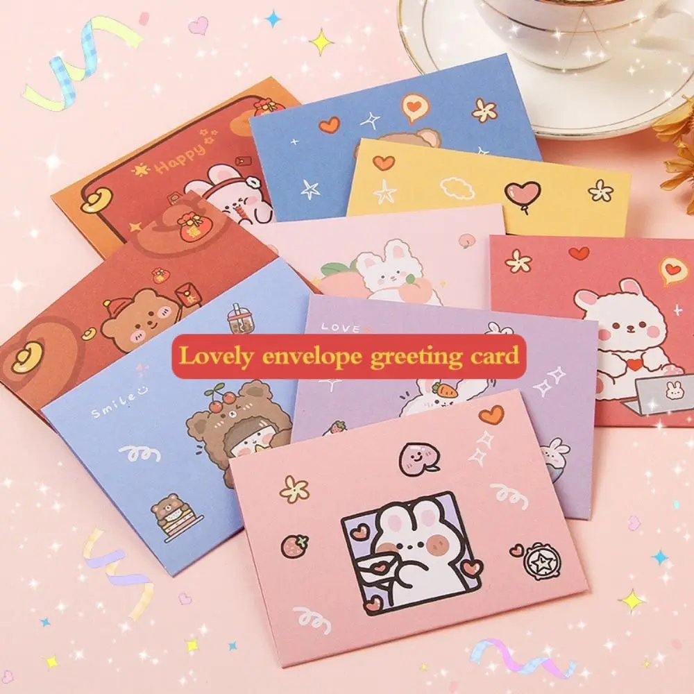 

Bear Rabbit Blessing Thank Envelope Foldable Cartoon Cartoon Greeting Card Cute Ins Decoration Letter Paper