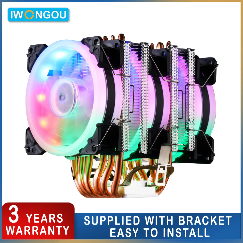 Iwongou Cpu Cooler 2011 6 Tubi Di Calore 4Pin Pwm Air Cooling Tower Raditor Dissipatore Di Calore Per Lga1700 Lga1200 Lga1150 Am4 Am3