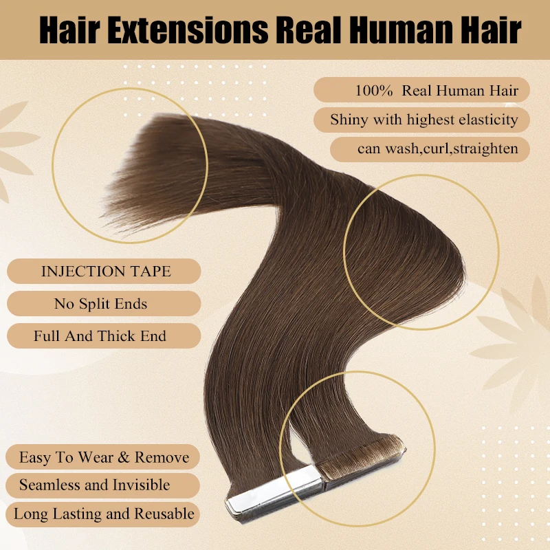 Neitsi Invisible Tape In Human Hair Extensions PU Skin Weft Black Brown Color Seamless Injection Natural Tape Hair 10pcs/pack human hair extensions,hair extensions