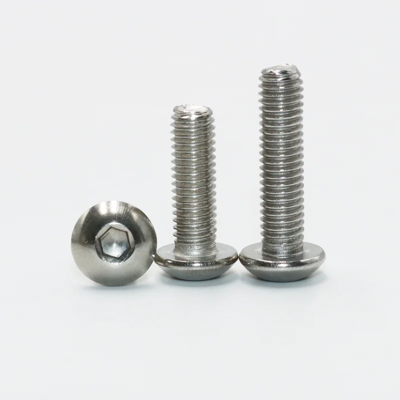 Round Pan Head Hex Hexagon Socket Screw M2 M3 M4 M5 M6 Stainless Steel Button Head Allen Screws Nut for Motorcycle Furniture Car
