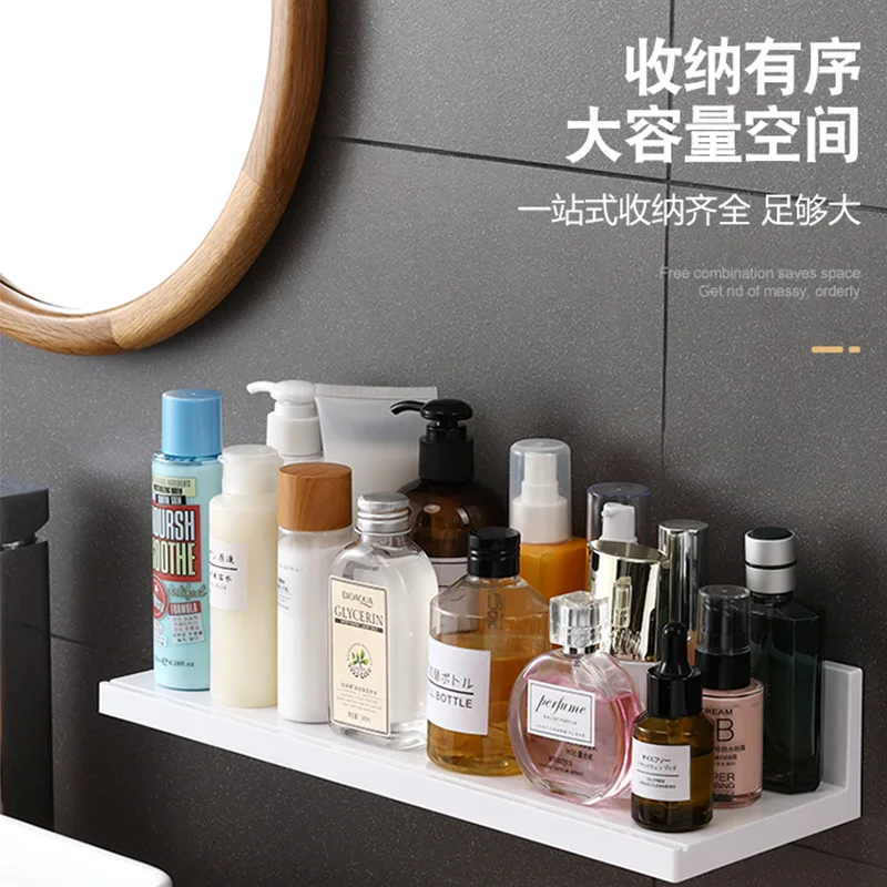 

Non Perforated Wall Mounted Bathroom Bedroom Living Room Plastic Shelf Wall Toilet Bathroom Nordic Bathroom Supplies