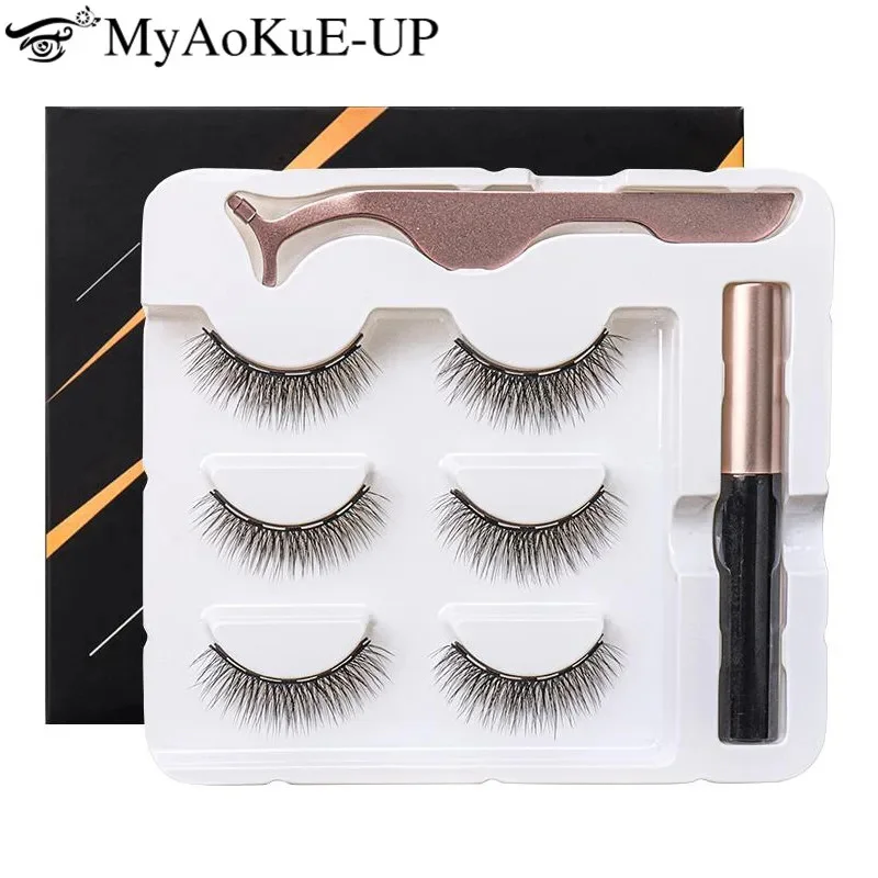 

Magnetic Eyelashes 3D Mink Eyelashes Magnetic Eyeliner Waterproof Liquid Short False Lash Lasting Handmade Eyelash Makeup Tools