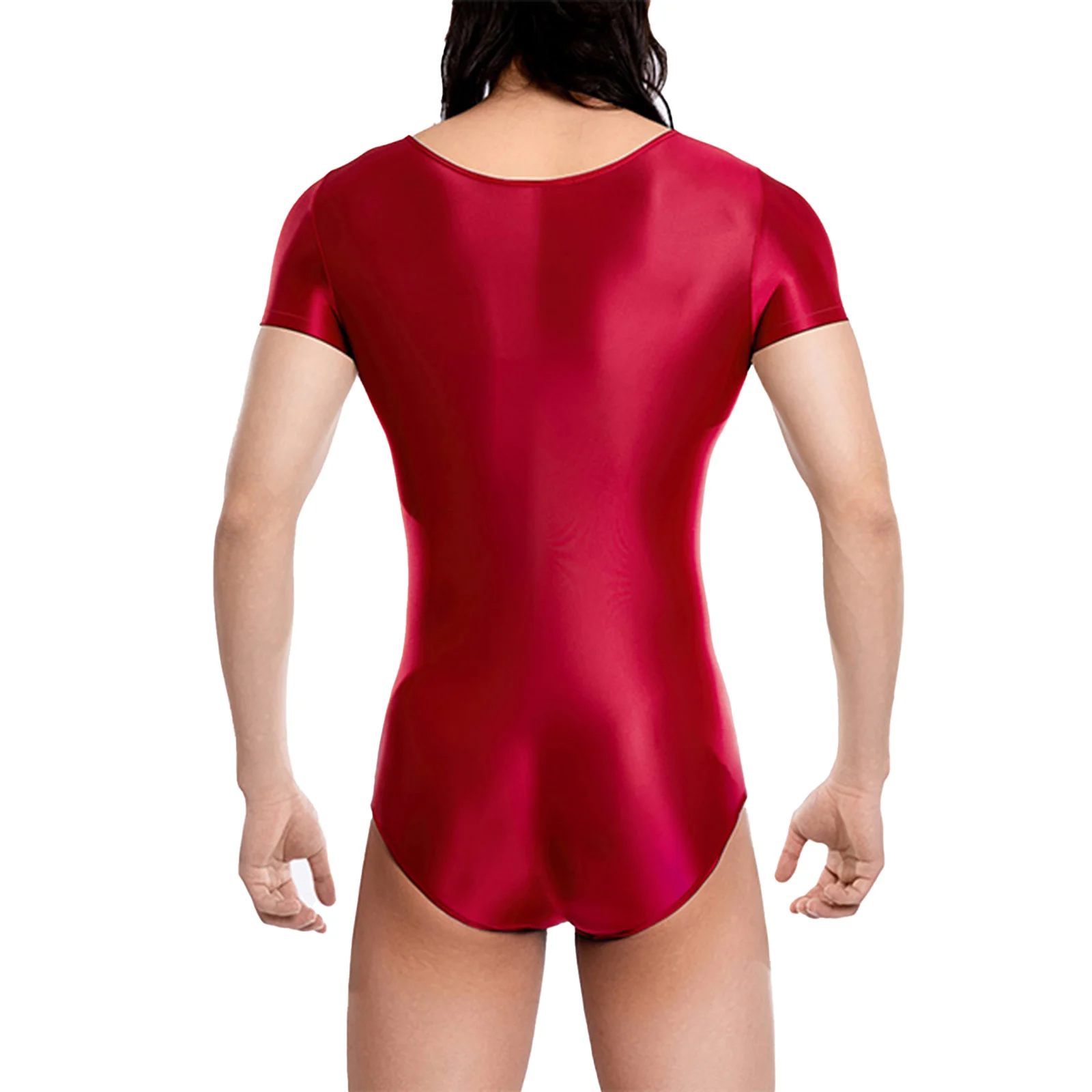 Description Picture 4 of itemSwimwear Mens Lingerie Tights Bodysuit Swimsuit Shiny Oil Glossy Translucent Bulge Crotch High Cut Bodycon Leotard Jumpsuit