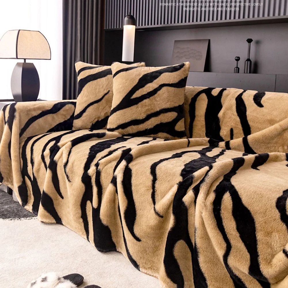 Luxury Leopard Sofa Cover Furry Blanket Plush Universal Couch Towel Sofa Cover Home Decor Blankets For Living Room Bedroom 4