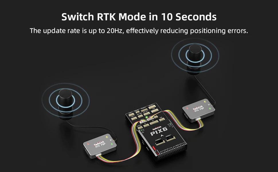 Radiolink RTK F9P Empfänger Zentimeterebene, RTK Basisstation ANT-B10, RTK Rover Antenne ANT-M7 für Drohne Auto Boot PIX APM PX4 – Detail 6