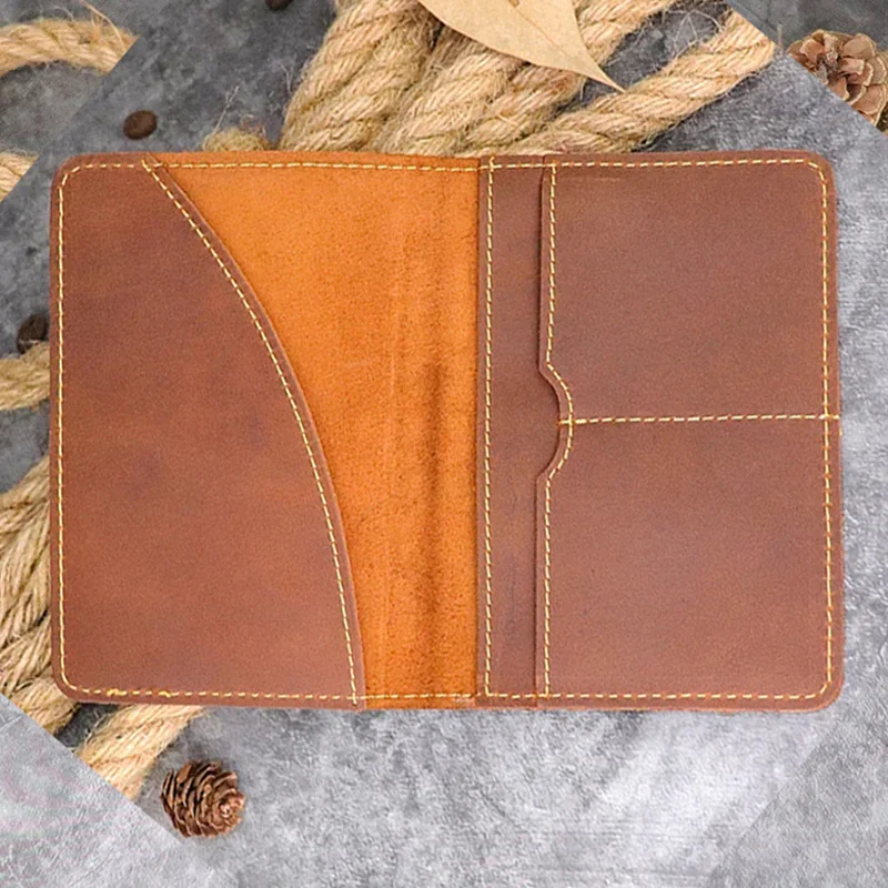 

Crazy Horse Genuine Leather Passport Cover Retro Brand Men Passport Cover Travel Covers for The Passport