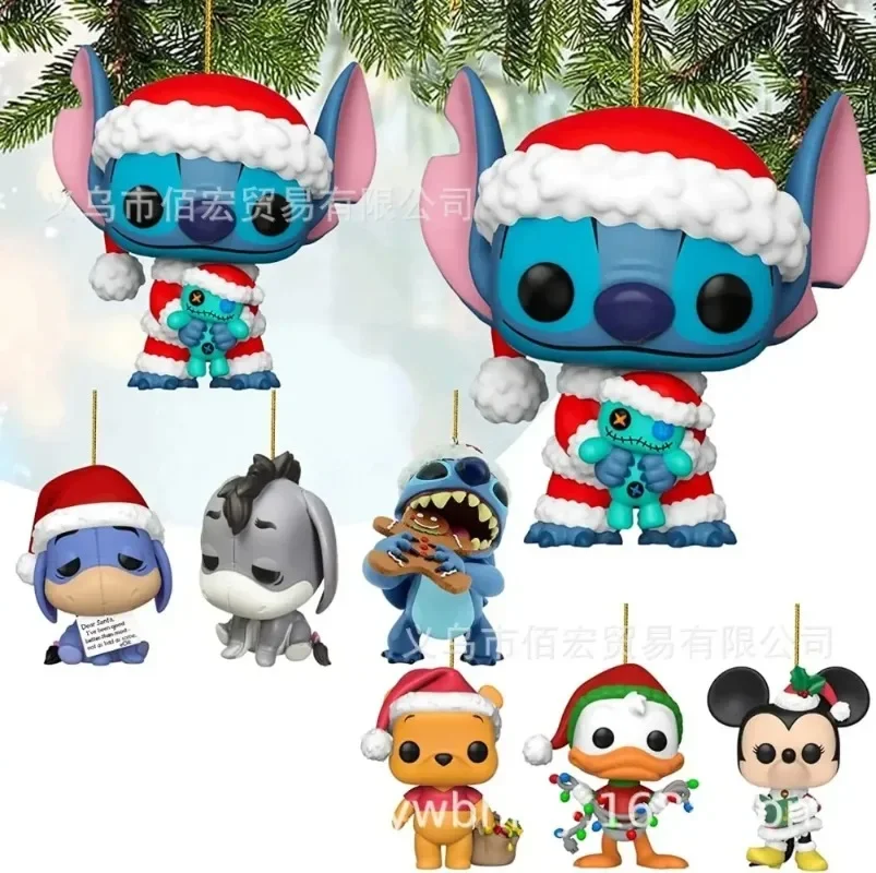 

PVC 2D Disney Cartoon Decoration Stitch Mickey Mouse Children Backpack Pendant Cartoon Car Ornaments Christmas Hanging Ornaments