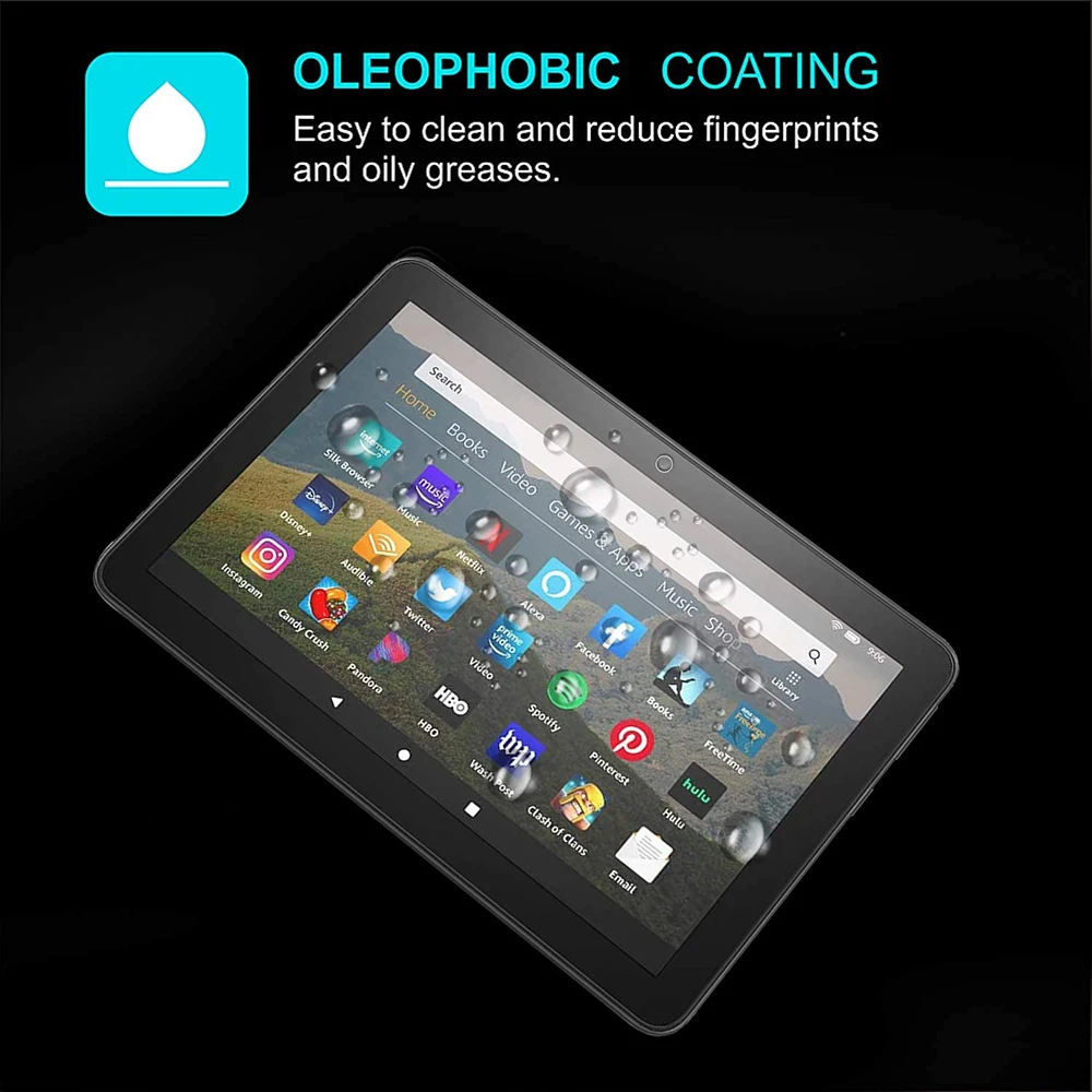 2Pcs Tablet Tempered Glass Screen Protector Cover for Fire HD 10 2021 11th Generation Full Coverage Screen Shatter Proof Film 3