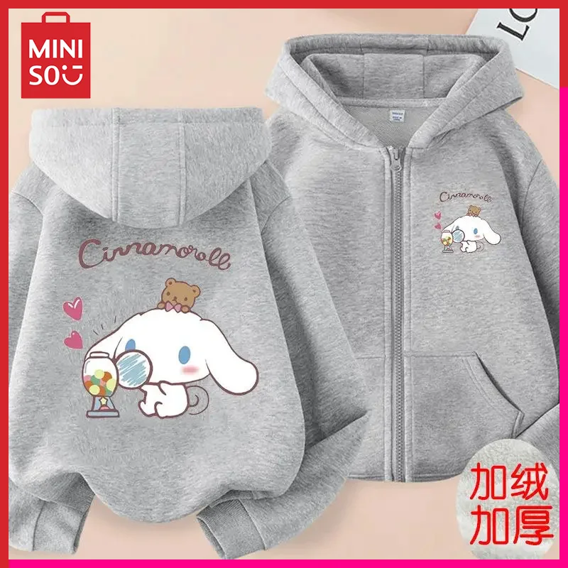 

Miniso Original Sanrio Cartoon Cinnamoroll Hoodie Autumn Winter Keep Warm Jacket Fit Adult Child Parent Clothing Coat Girl Gift