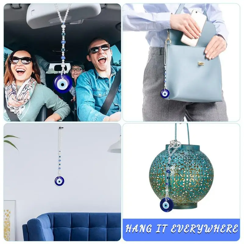 Evil Eye 자동차 액세서리, Evil Blue Eye 백미러 장식 장식, 빛나는 Evil Blue Eye, 자동차 매력 창 펜던트