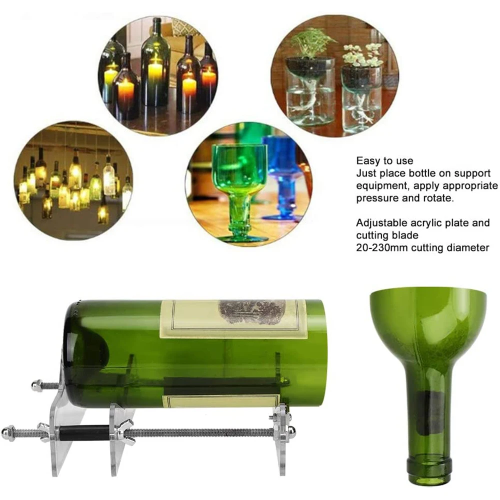 Arc Glass Bottle Cutter DIY Tool Portable Quick Glass Cutting Kit, Square &  Round Bottle Cutting Machine with Safety Gloves & Accessories for Beer