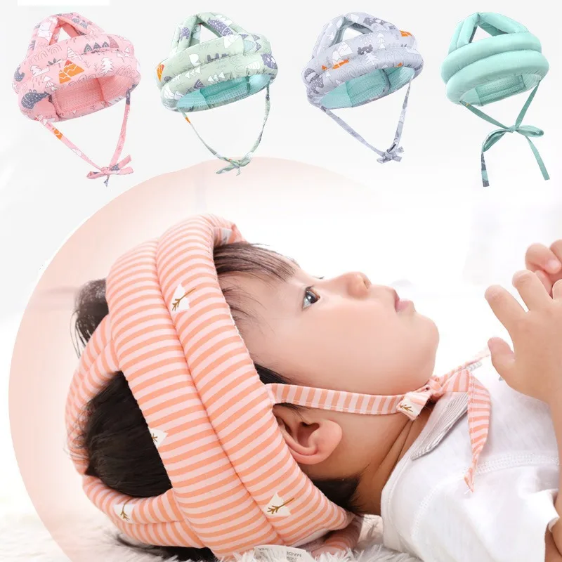 Infant Toddler Cartoon Mesh Safety Helmet Baby Kids Head Protection Hat for Walking Crawling Children Learns To Walk Bump Caps head protection headgear