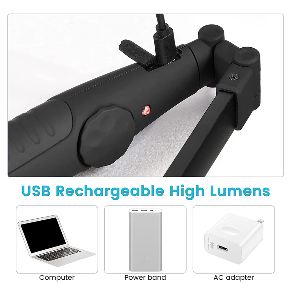 COB LED 캠핑 텐트 램프, USB 충전식 LED 손전등 토치, 마그네틱 작업 접이식 후크 조명, 야외 자동차 수리용