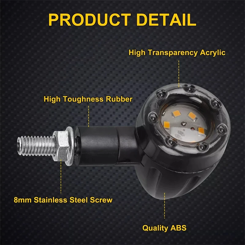 Motorcycle Bullet LED Turn Signal Brake Tail Light Combo 12V Amber Red Rear Blinker Indicator Lamp for Retro Cafe Racer Scooter