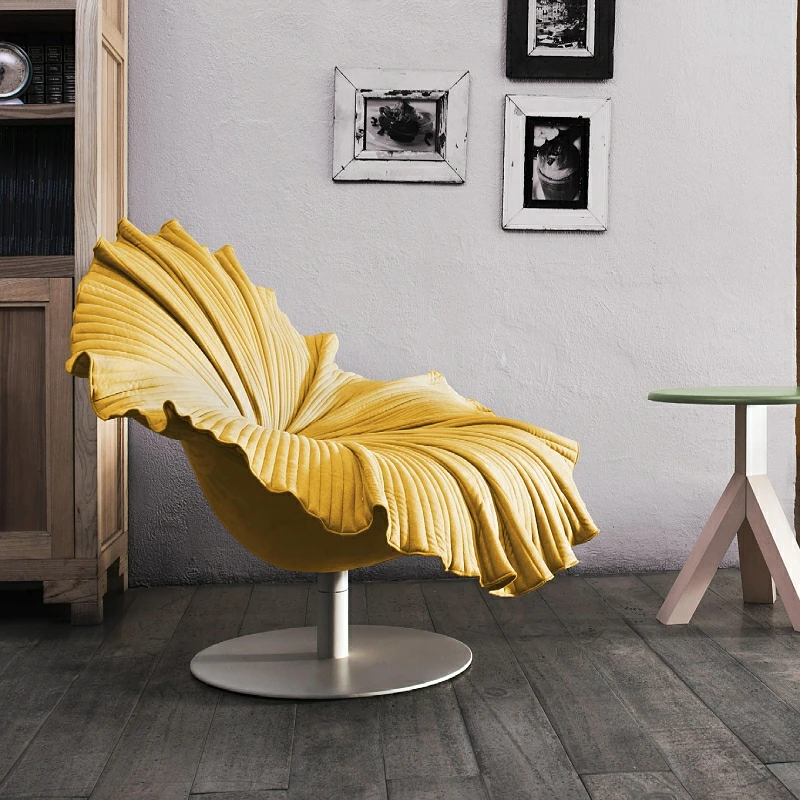 Petal chair Nordic single FRP art light luxury modern all solid wood  creative special-shaped sofa yellow flower chair