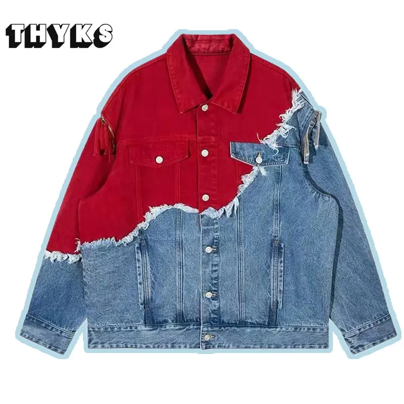 

High Street Denim Jacket Men's Bomber Jacket Korean Fashion Y2k Jeans Chaquetas Hombre Veste Homme Couple's Plus Size S-XXXL