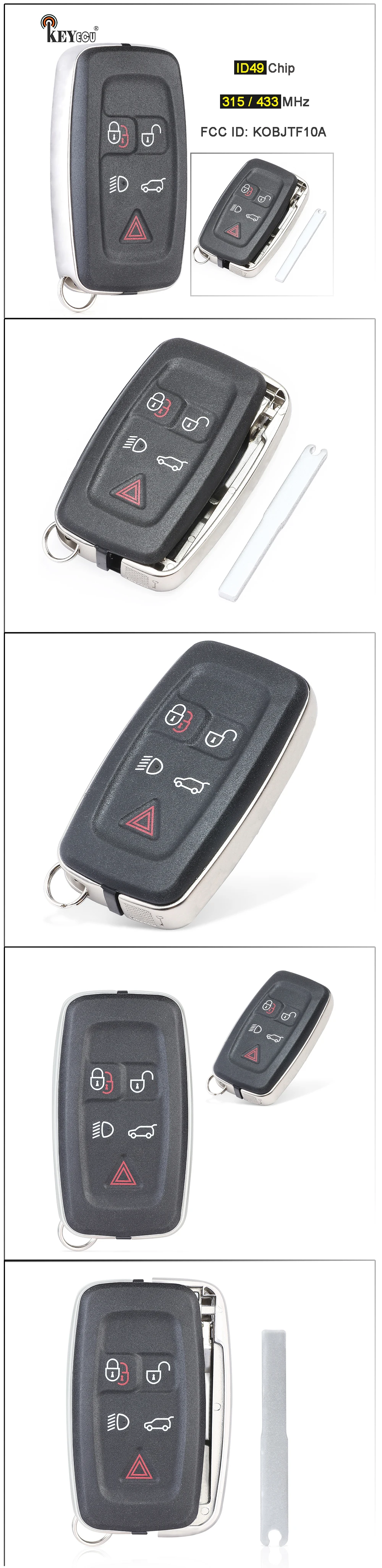 Keyforkess 315/ 433MHz ID49 Chip FCC ID: KOBJTF10A sostituzione Smart Remote Key Fob key per Land Rover LR4 Range Rover Evoque Sport 8 Keyforkess 315/ 433MHz ID49 Chip FCC ID: KOBJTF10A sostituzione Smart Remote Key Fob key per Land Rover LR4 Range Rover Evoque Sport - S76387726f55d45b4ac0eac45af79266aM