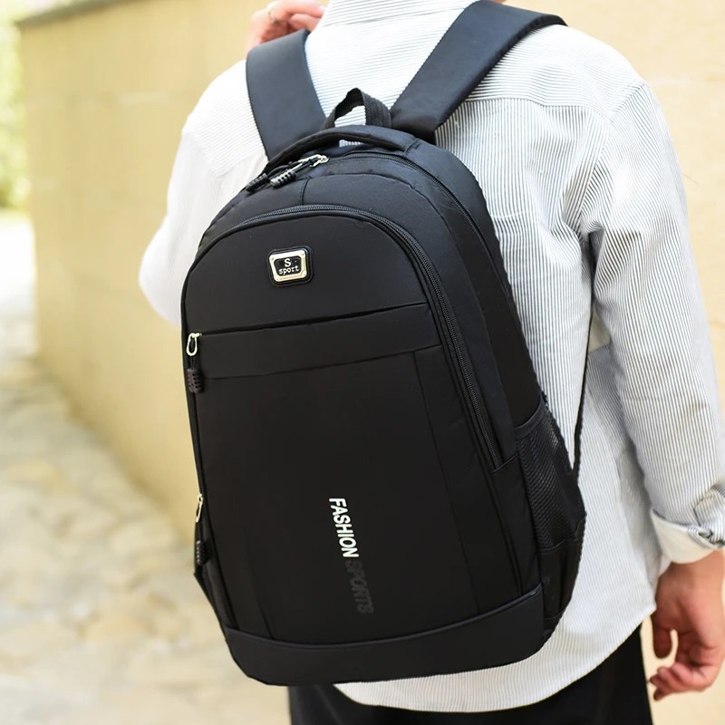 Large-capacity black backpack - equipped with multiple zippered pockets, travel backpack | casual style | durable zipper closure