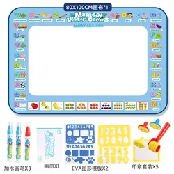 Large Magic Water Drawing Mat with Reusable Pens - Montessori Educational Painting Board (Alphabet Roller Set)