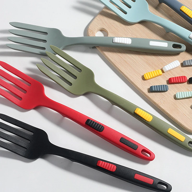 1pc Flexible Cooking Utensils Fruit Fork Silicone Fork Silicone Cooking Fork Multi-function Spaghetti Server Silicone Salad Forks Whisking Serving Kitchen Accessories