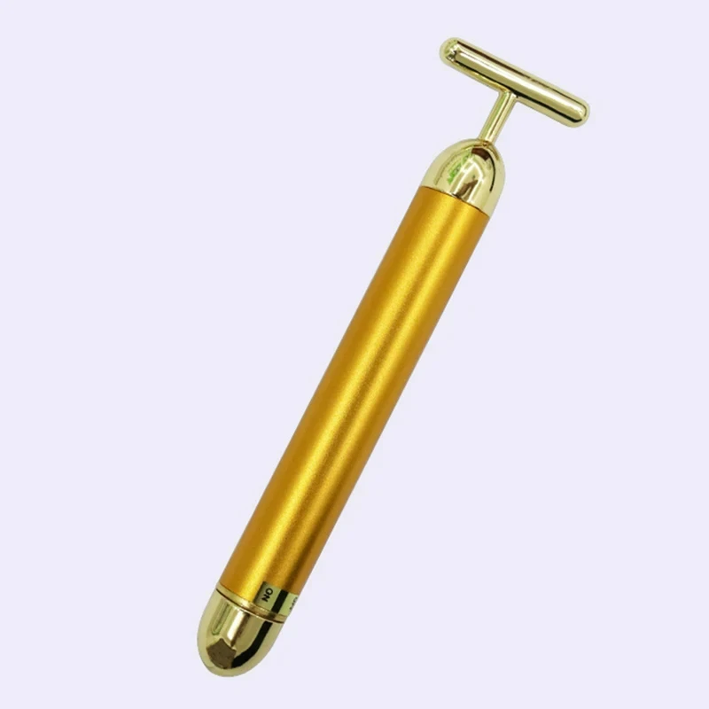 24k Gold T-shaped Vibrating Facial Roller Beauty Roller Slimming Face Massager Device Tightening Anti-wrinkle Facial Care Tools 6