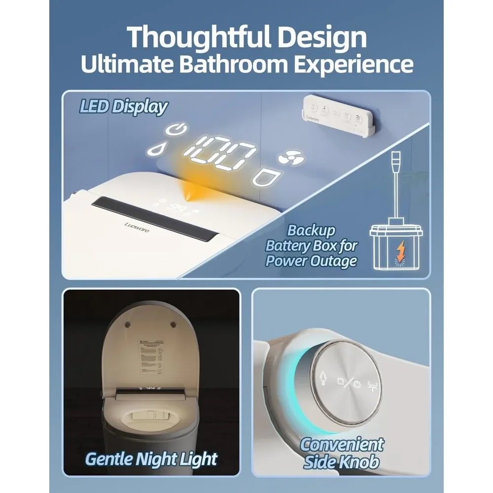 Smart Bidet Toilet One Piece Elongated Toilet with Built-in Bidet Seat Auto Flush & Heated Seat Warm Water & Dryer 6