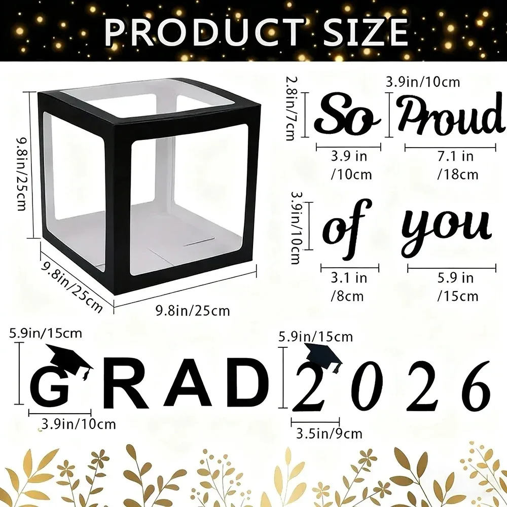 4-Piece GRAD 2026 Balloon Boxes – Graduation Party Decoration Set 3