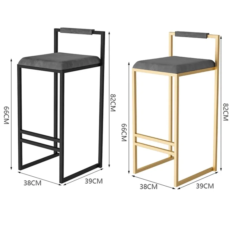Nordic Velvet Black Bar Chairs for Kitchen Furniture Iron High Bar Stool Nordic Luxury Seat Counter Stool Modern Furniture
