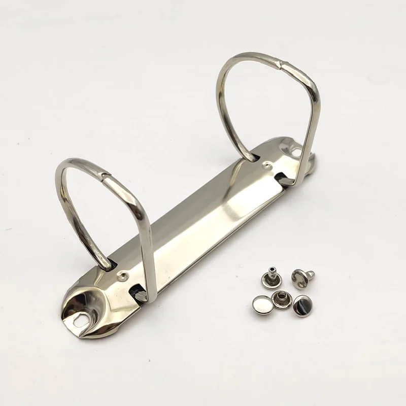 2 Rings Binder Clips D Shape 50mm DIY Notepad Metal Binder Clip Loose-leaf File Folder Notebook Binding Hoops Ring