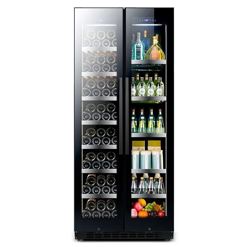 350L Double Glass Door Wine and Beverage Refrigerator