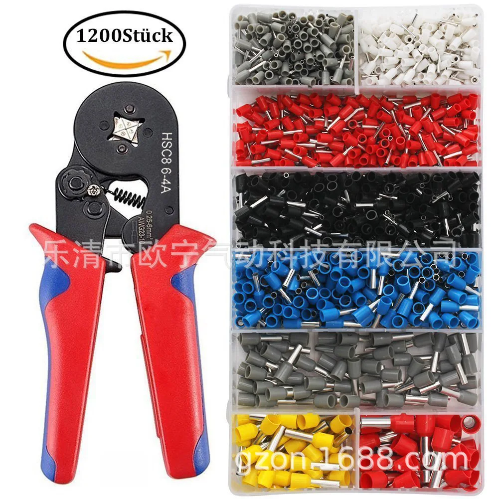 

Ve1200pcs Tube Needle Type Wiring Pre-Insulated Cold Compression Terminal Hsc8 6-4 Wire Crimper Cloth Bag