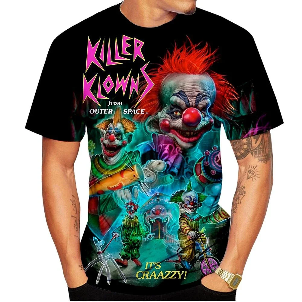 2023 Summer Fashion Men\'s Women T-Shirt 3D Printing Killer Klowns Casual Unisex Hip Hop Cool Short Sleeve Horror Tops